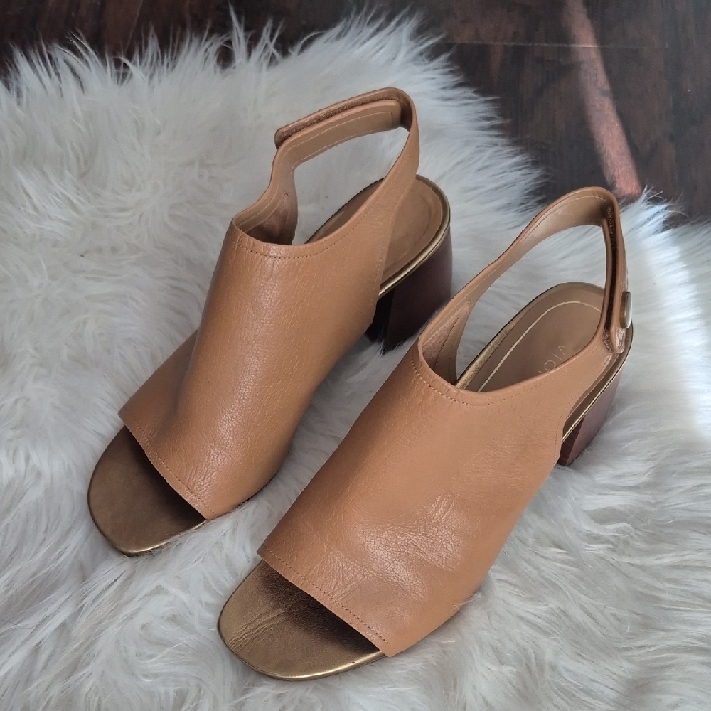 Vionic Tan Open-Toe Block Heels